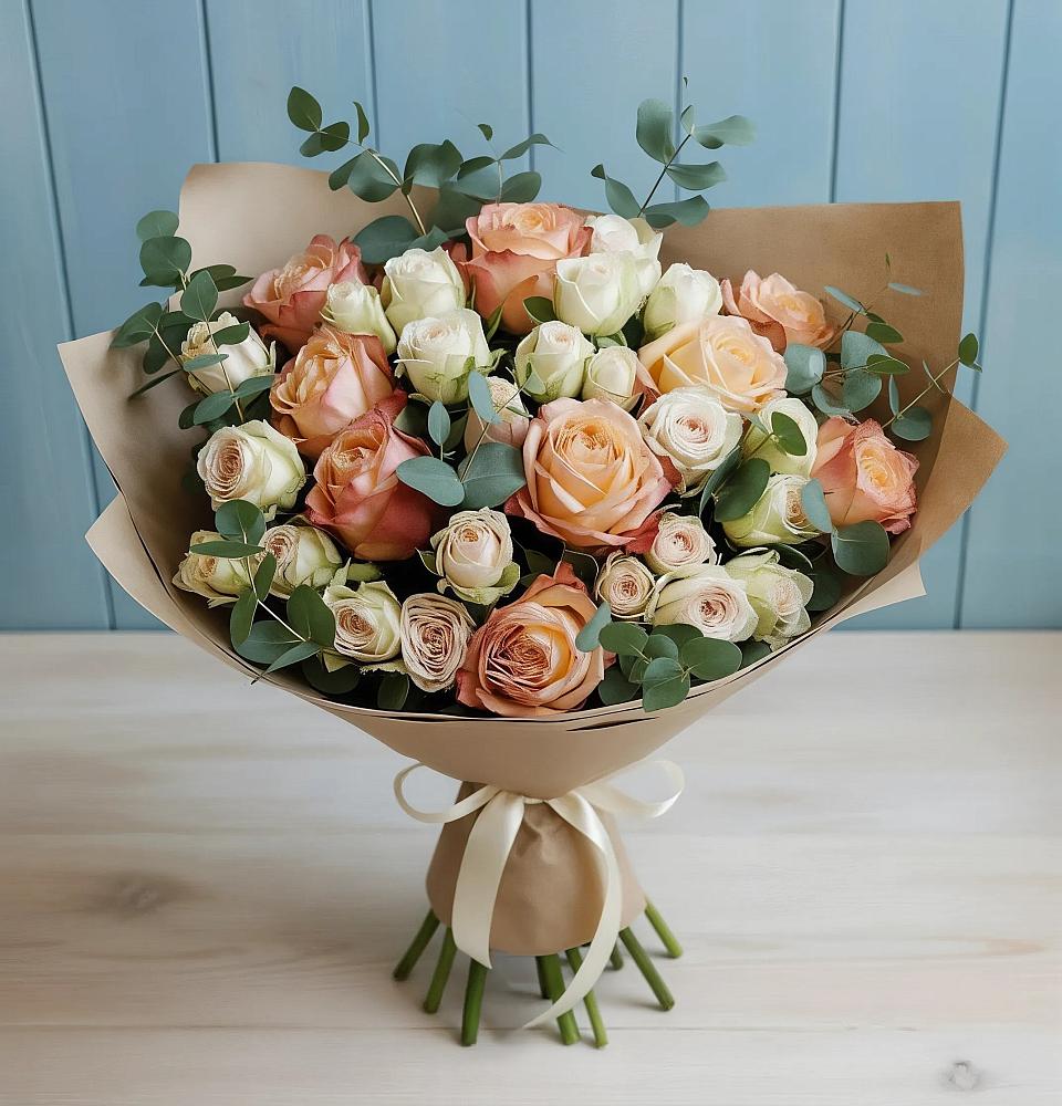 Букет цветов из: Альстромерии и Розы в Южно-Сахалинске