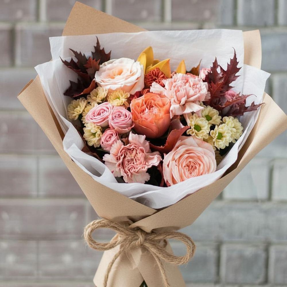 Букет цветов из: Гвоздики, Хризантемы и Розы в Южно-Сахалинске