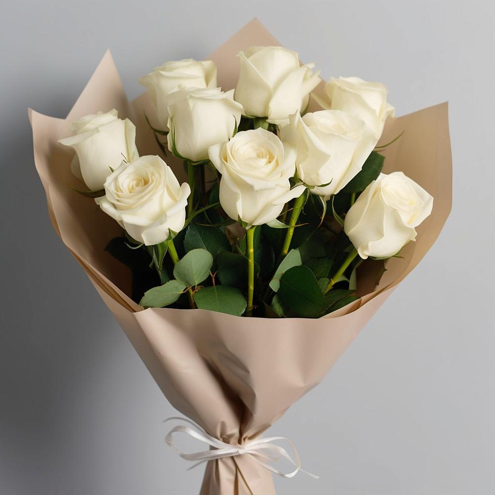 Букет 9 Белых роз Эдлесс Лав в Южно-Сахалинске