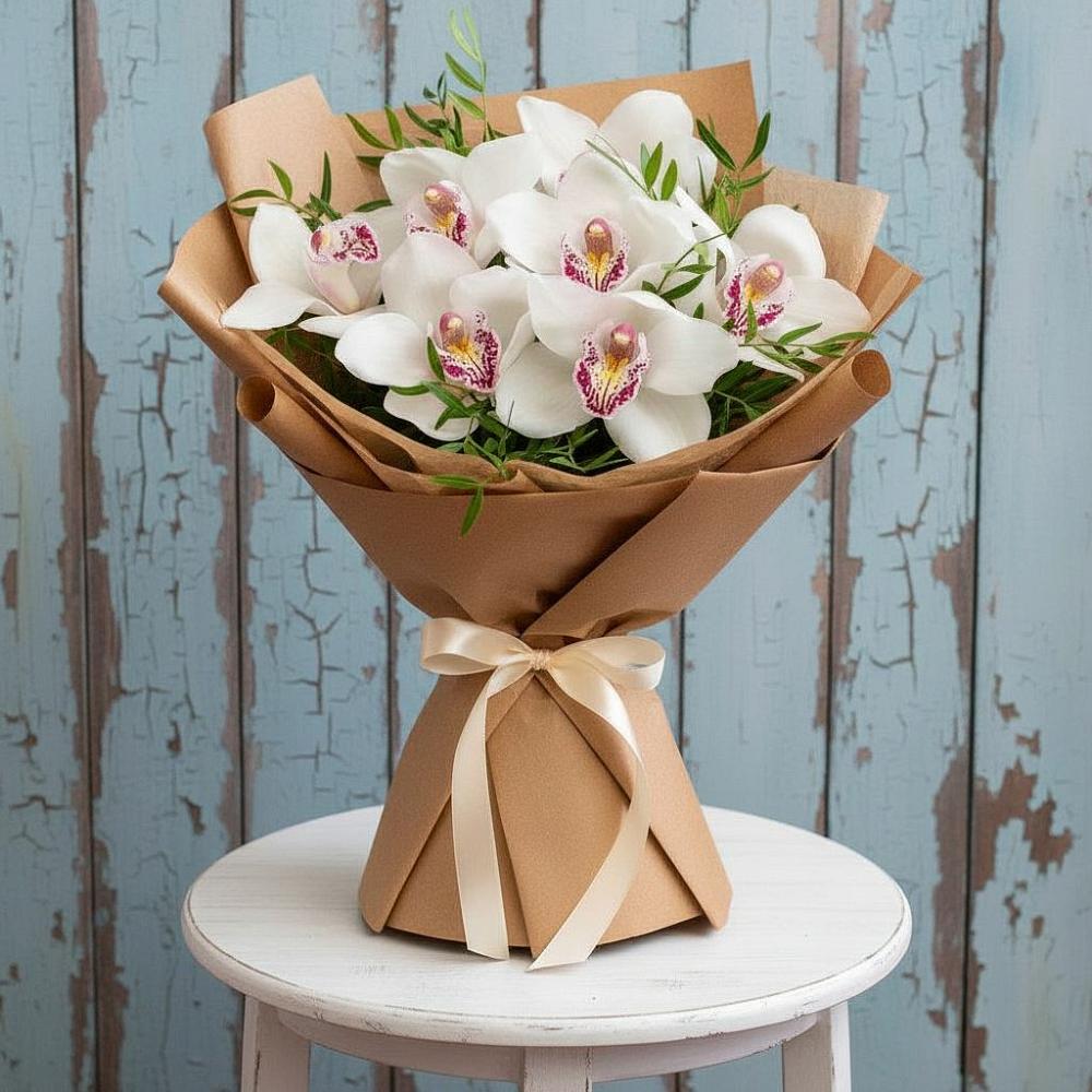 Букет цветов из: Орхидеи и Розы в Южно-Сахалинске