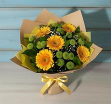 Букет цветов из:  Герберы и Хризантемы в Южно-Сахалинске