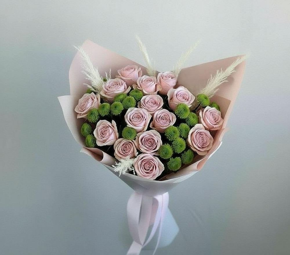 Букет цветов из: Розы и Хризантемы в Южно-Сахалинске