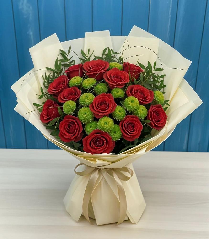 Букет цветов из: Розы и Хризантемы в Южно-Сахалинске